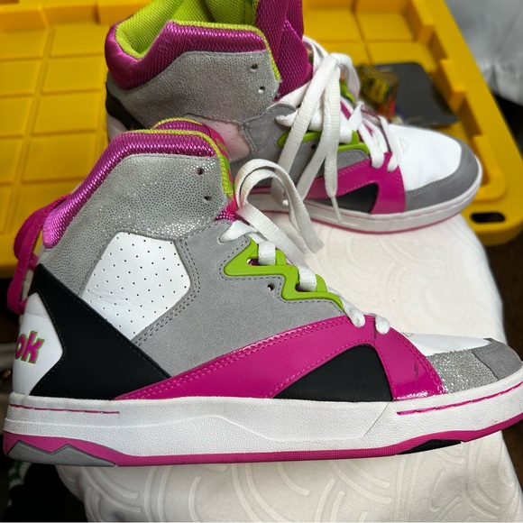 Reebok Pink Gray White High-Top Sneakers - Picture 3 of 11